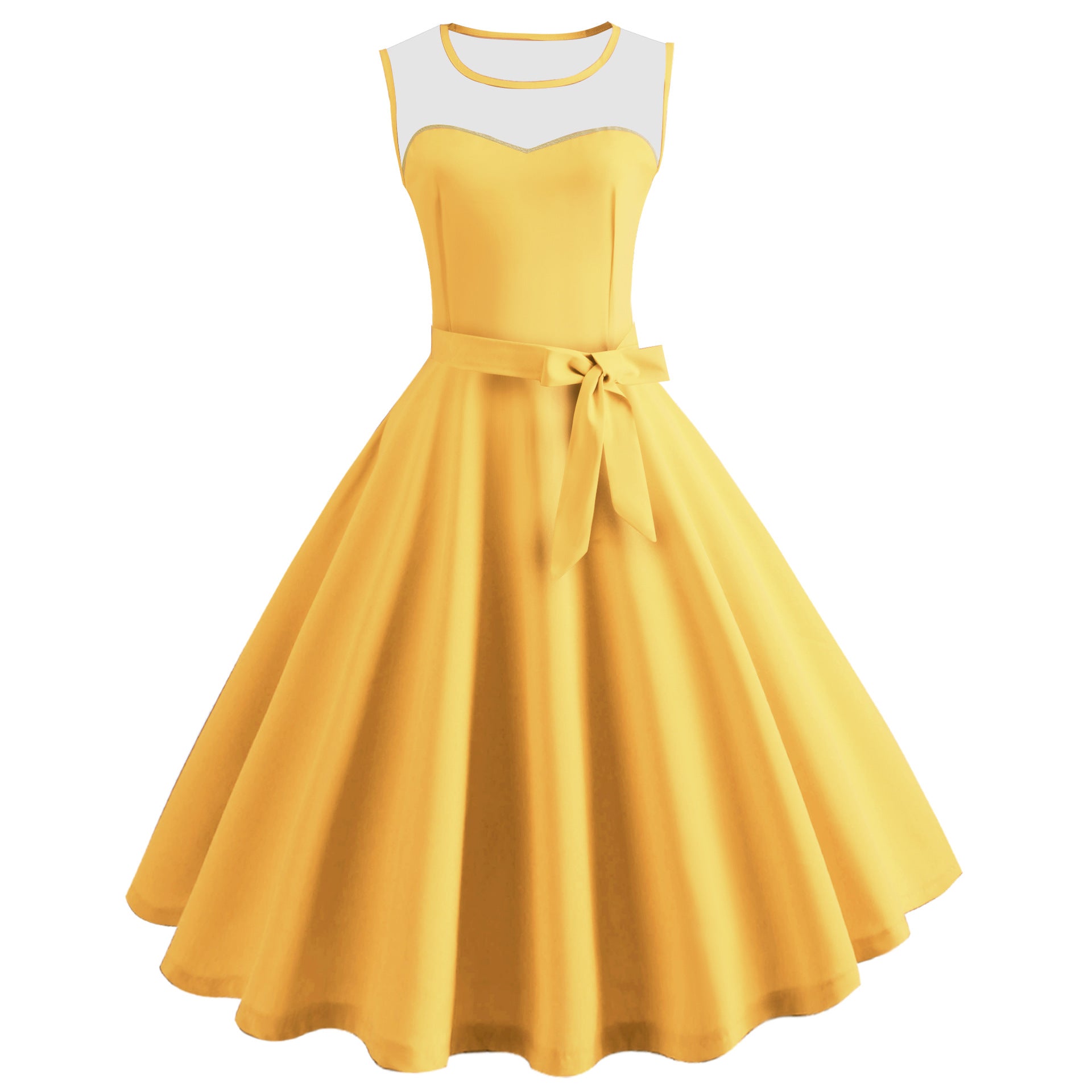 Ladies' Mesh Patchwork Waist-slimming Dress