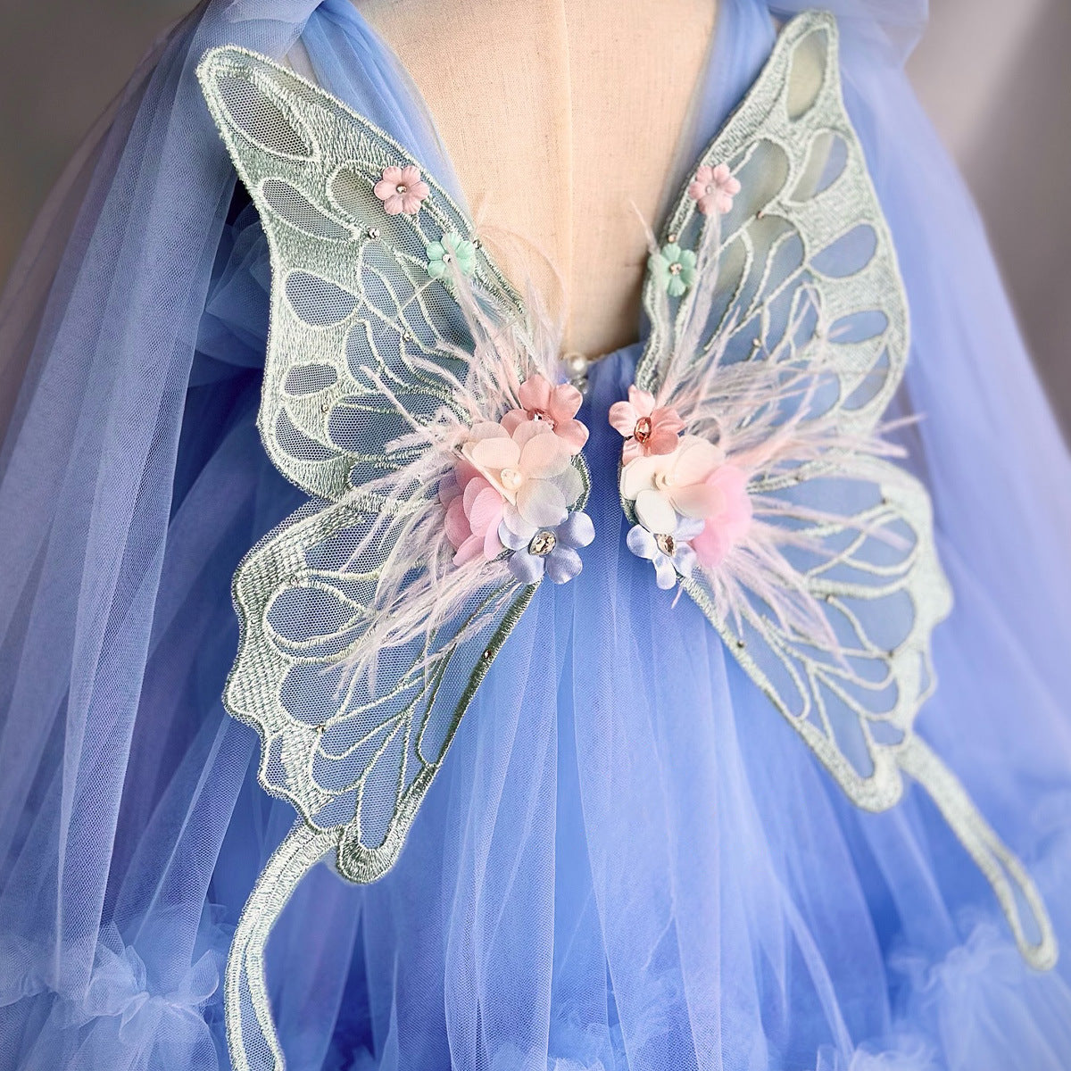 Fashion Personality Girl Applique Mesh Dress