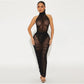 European And American Women's Clothing New Mesh See-through Sleeveless Leotard Pleated Skirt Two-piece Suit