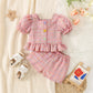 Girls Fashion Personality Plaid Top Shorts Suit
