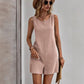 Women's Solid Color Sleeveless Jumpsuit Shorts