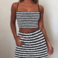 Women's Texture Striped Spaghetti Straps Suit Dress