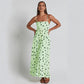 U-collar Tight Waist Large Skirt Polka Dot Print Dress