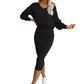 European And American Women's Clothing Vest Skirt V-neck Sweatshirt Sweater Set