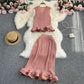 Casual Elegance Sleeveless Ruffled Loose Top And Skirt Two-piece Set