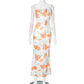 Temperament Waist-controlled Spaghetti-strap Floral Print Slim Fit Dress