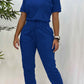 Workwear Casual Round Neck Short Sleeve Trousers Two-piece Set