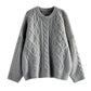 Round Neck Loose Pullover Idle Style Outerwear Cable-knit Sweater Women