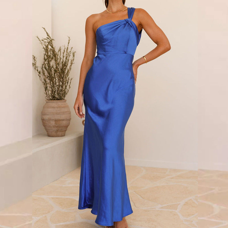 Backless Solid Color Dress