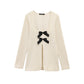 Bowknot Long-sleeved Top Bell-bottom Pants Long Pants Suit