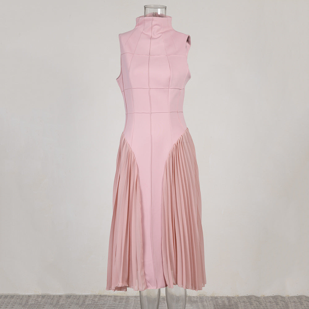 Nouvelle robe élégante sans manches à col montant pour femmes