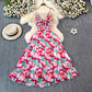 Colorful Flora V-neck Strap Dress Women