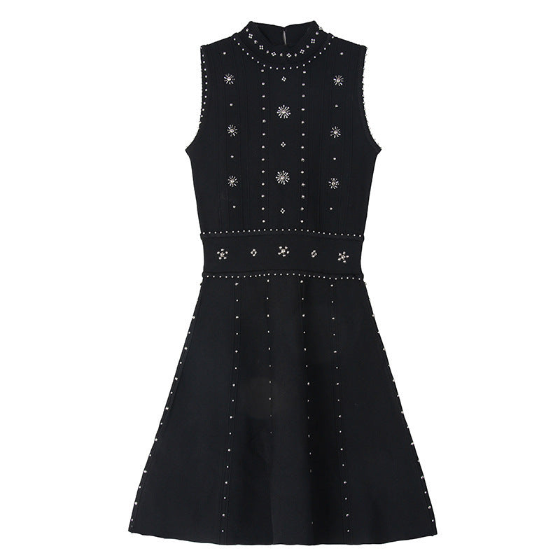 Sequined Ruffles Waist Trimming Knitted Dress