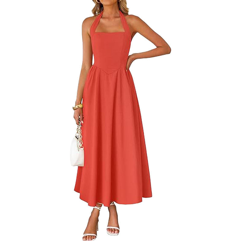 Temperament Wide Camisole Halter Backless Dress