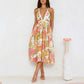 Floral Swing V-neck Lace-up Fashion Vacation Dress