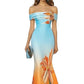 Women's Pure Desire Style Three-dimensional Gradient Flower Fishtail Sheath Dress