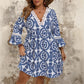 Plus Size Women's Vacation V-neck Lace Printed Dress