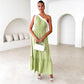 Women's Fashion Casual Pure Color Tied Dress