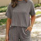 Thread Short Sleeve Round Neck Top Pocket