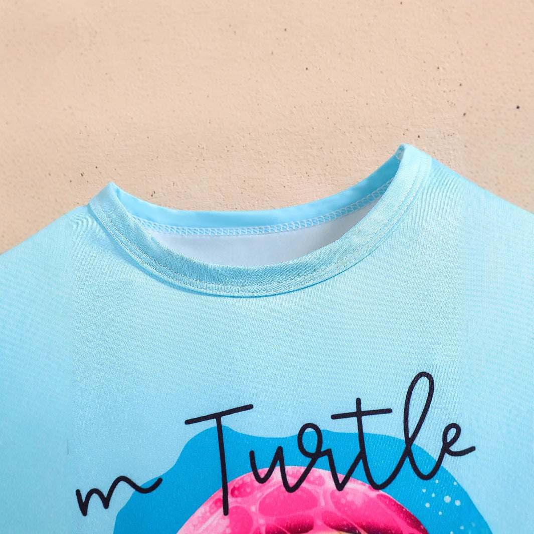 Girls' Short-sleeved T-shirt Animal Shorts Suit