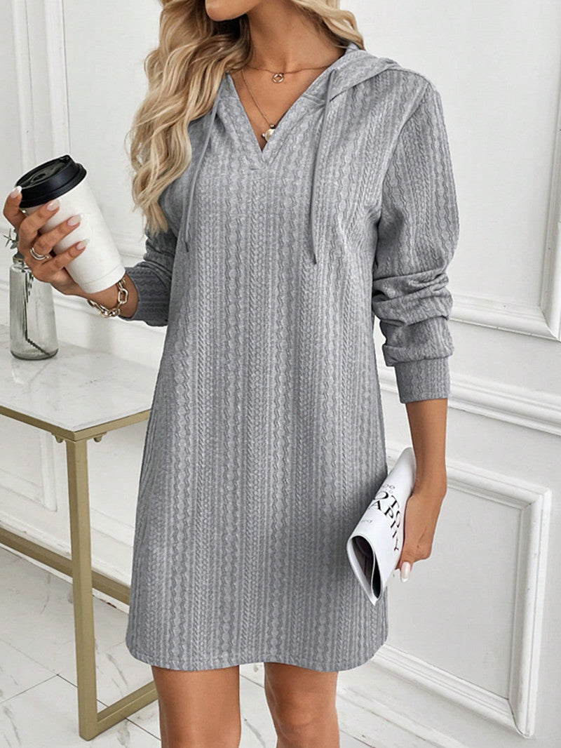 Slim-fit Hood Long Sleeve Dress Women's