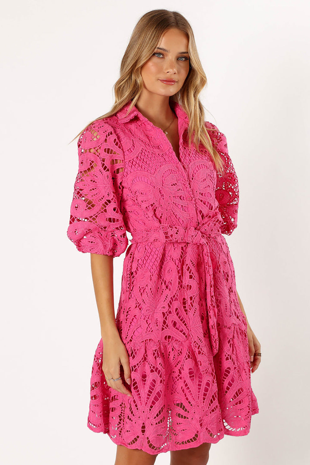 Shirt Cutout Water Soluble Lace Flower Dress