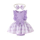 Robe de bébé bicolore à manches en dentelle pour fille