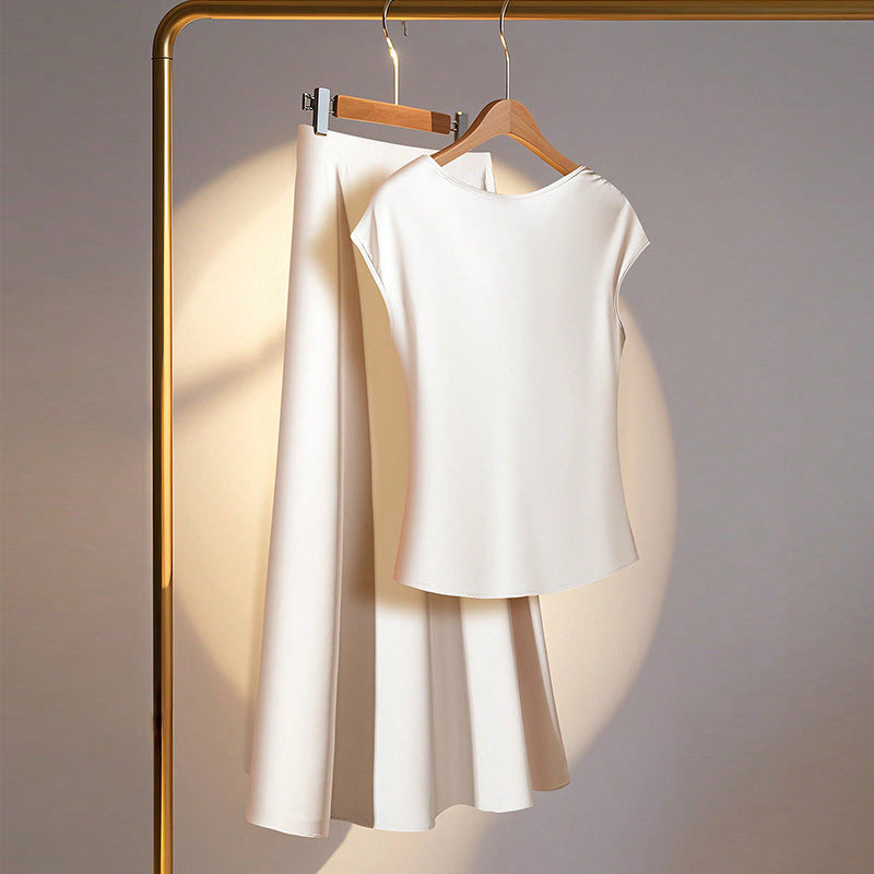 European And American Style Artificial Silk Short Sleeve Skirt Suit