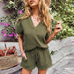 Solid Color Short Sleeve Shorts Temperament Commute Casual Suit