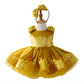 Cute Casual Children Golden Short Type Princess Dress
