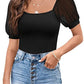 Fashionable See-through Slim Patchwork Short Sleeve