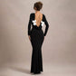 Backless Bow Long Sleeve Narrow Dress Women's Clothing