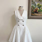 Robe moulante à revers et taille drapée, style vintage, robe élégante pour femme