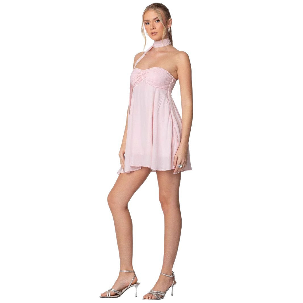 Fashion Slim Fit Pleated Tube Top Dress