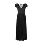 V-neck Three-dimensional Flowers High Waist Pleated Dress
