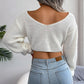 Solid Color Long Sleeve Knotted Knitwear Sweater For Women
