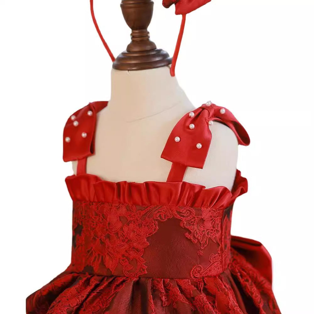 Red Zhuazhou Clothes Fashionable New Girls' Braces Skirt