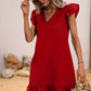 Women's V-neck Ruffle Loose Waist Short Sleeve Dress