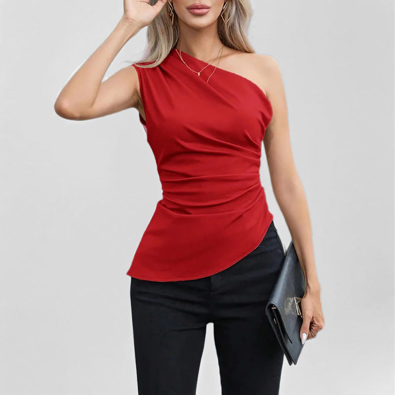 Spring New Elegant Elegant Crossbody Vest Slim Top
