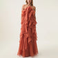 Elegant Lady Patchwork Ruffled Long Dress