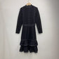 Sequined Ruffles Waist Trimming Knitted Dress