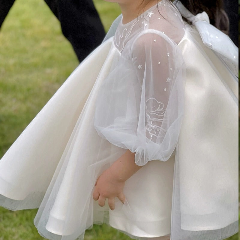 Nouvelle robe à manches longues pour fille de fleur d'automne et d'hiver