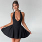 New Solid Color Sleeveless Waist Slimming Dress