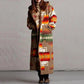 Women's Printing Pocket Long Sleeve Large Coat
