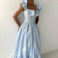 Striped Ruffles A- Line Waist Fitted Dress