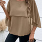Women's All-match Round Neck Solid Color Layered Cape Sleeve Chiffon Shirt