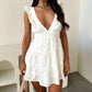 Women's Ruffled Deep V Slim Fit Backless Dress