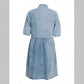 Washed Denim Lapel Loose Dress Skirt