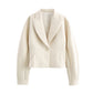 Fashionable One-button Silk Satin Texture Short Waist-tight Suit Jacket
