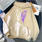 Sweat à capuche à motif papillon blanc et violet